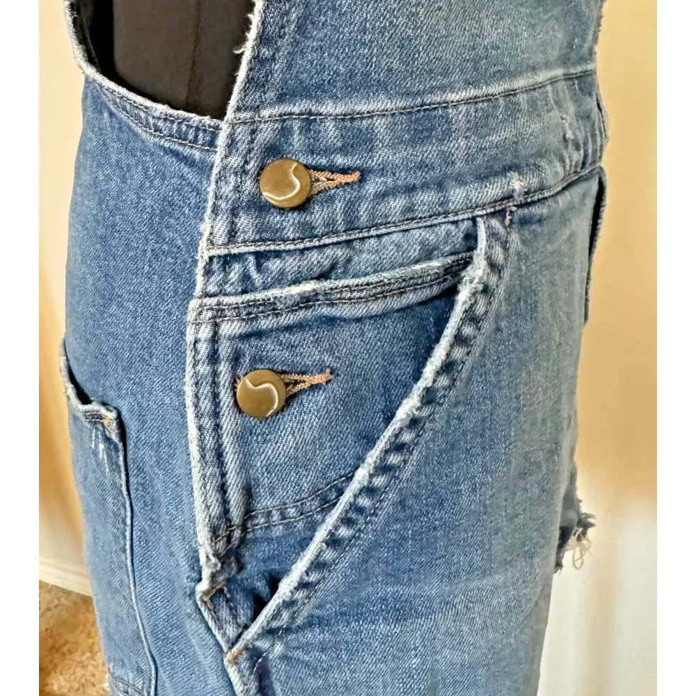 Joes Jeans Shortalls Taylor Hill Medium Blue Denim Bib Overall Shorts Y2K Boho